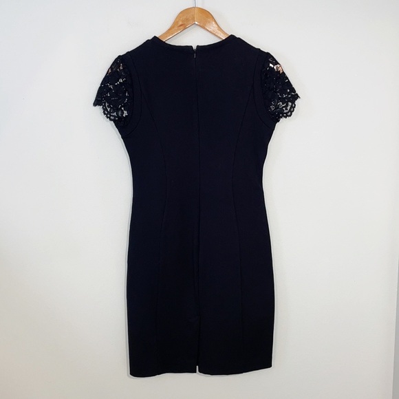 DALIA Little Black Dress With Lace Top & Sleeves Size 6 - Picture 4 of 7